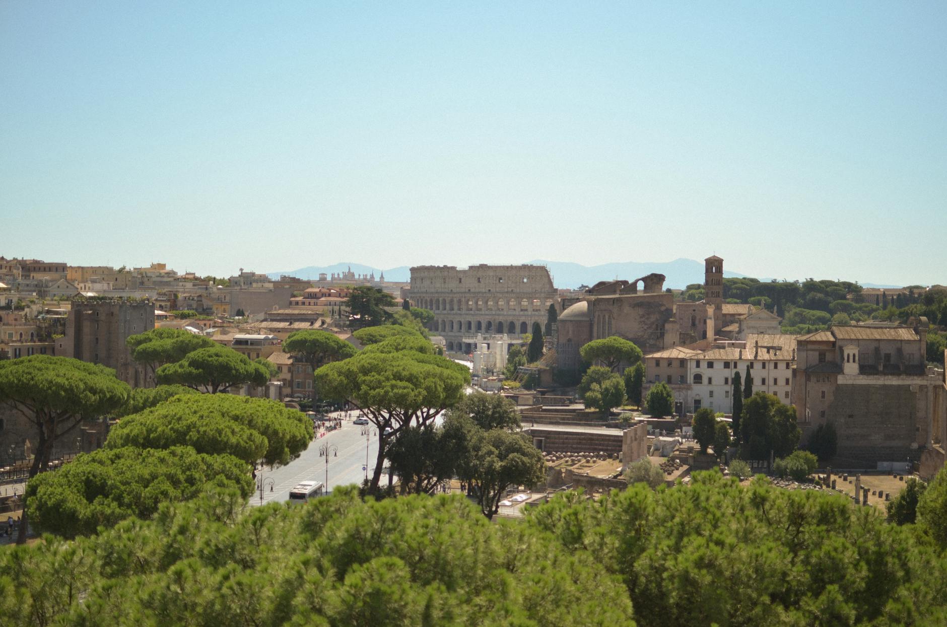 aerial view of rome featuring the colosseum